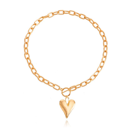 Jewelry ins hip-hop collarbone necklace exaggerated big heart pendant necklace female