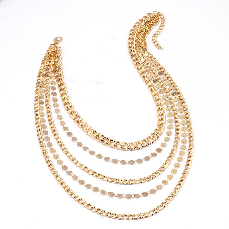 Jewelry Mix Thick and Thin Chain Geometric Retro Necklace Simple Personality Chain Multilayer Tassel Necklace