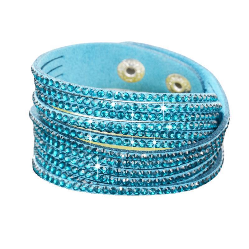 Jewelry Fashion Handmade Diamond Leather Rope Multilayer Bracelet Personality Color Diamond Bracelet