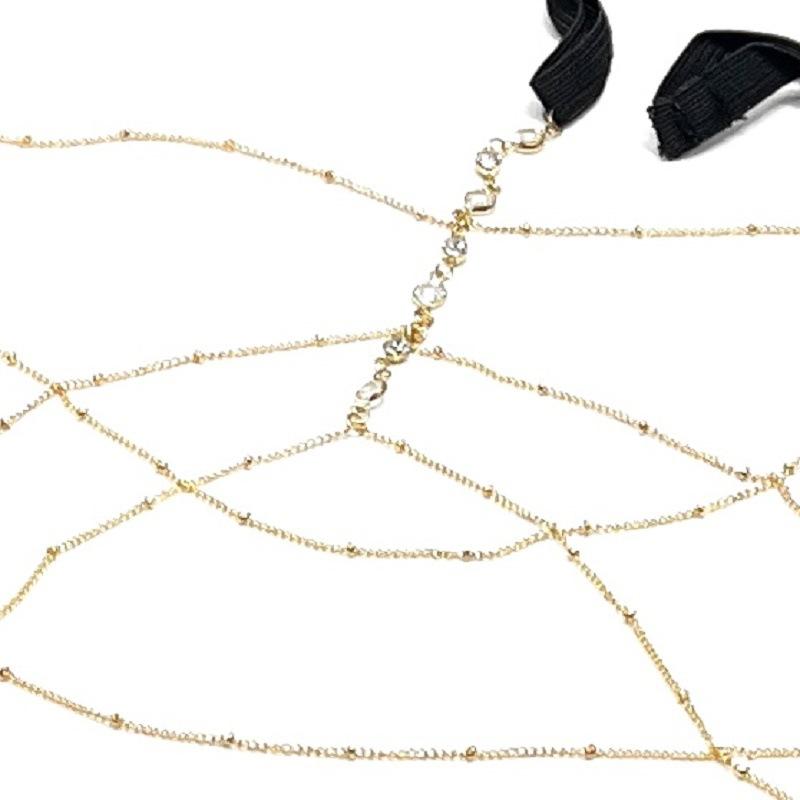 Bohemian three-layer tassel crystal pearl metal thigh chain female summer fashion sexy beach leg chain