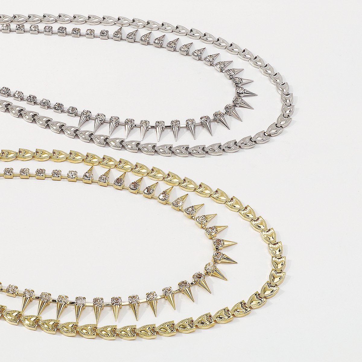 N131 Jewelry Personality Claw Chain Rivet Stacked Necklace Cold Temperament Rhinestone Necklace Female