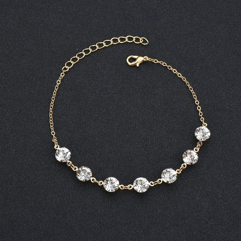 Jewelry Summer Simple Fashion Anklet Rhinestone Hanging Ring Single Layer Foot Decoration Anklet