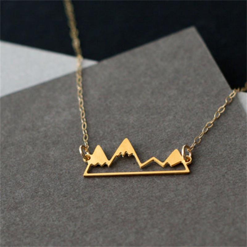 Trinkets Mountain Peak Hollow Snow Mountain Pendant Necklace Clavicle Chain Necklace