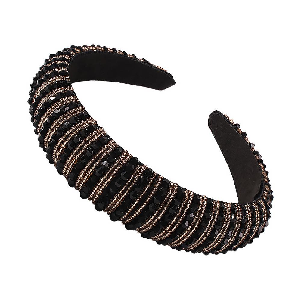 F2355 fashion handmade beaded headband female exaggerated luxury thick sponge wide-brimmed headband