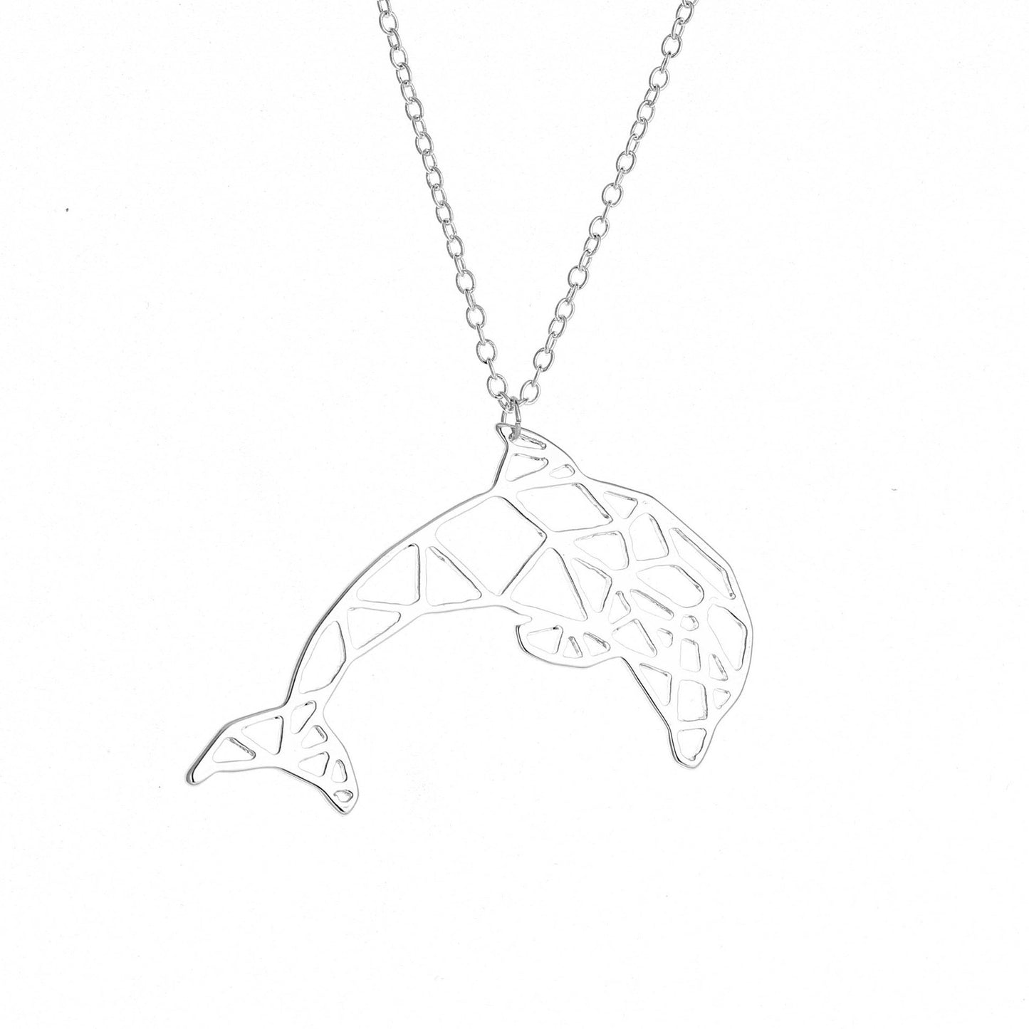 Popular Creative Hollow Great White Shark Dolphin Necklace Female Personality Necklace Electroplated Gold and Silver