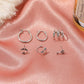 Fashion retro ins set earring personality creative star plane coconut tree 5-piece set ear clip earrings
