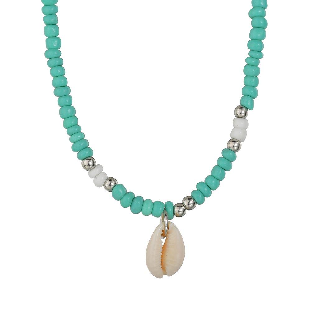 Accessories Turquoise Beaded Conch Shell Short Necklace Bohemian Necklace for Women