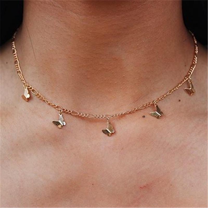 Fashionable Alloy Butterfly Pendant Necklace Retro Simple NK Clavicle Chain Short Necklace Ladies Jewelry