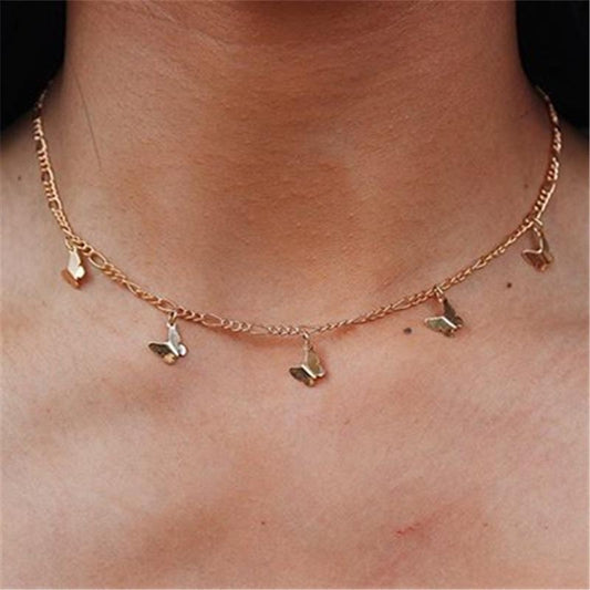 Fashionable Alloy Butterfly Pendant Necklace Retro Simple NK Clavicle Chain Short Necklace Ladies Jewelry