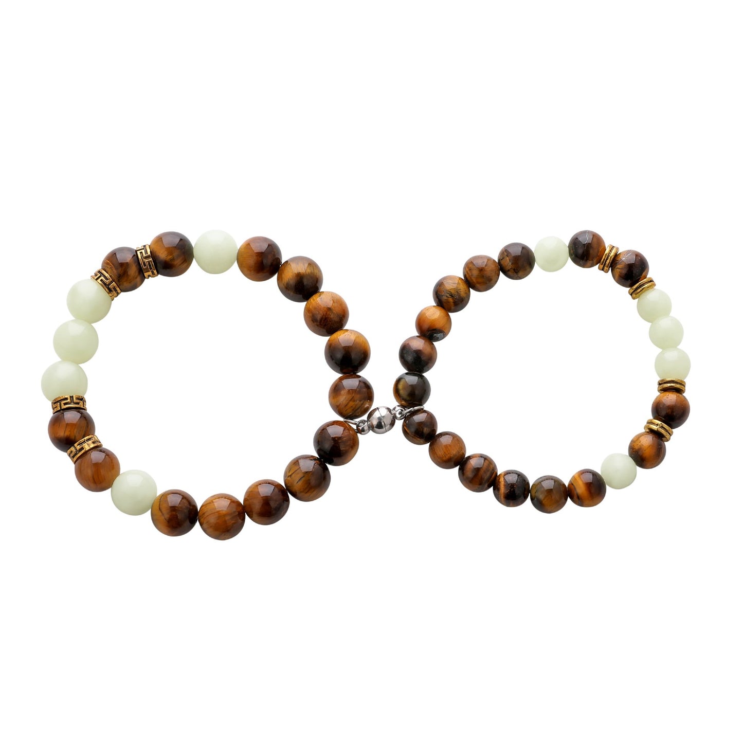 Trendy retro fashion couple suit luminous bracelet amber amber eye stone beaded magnet hand jewelry