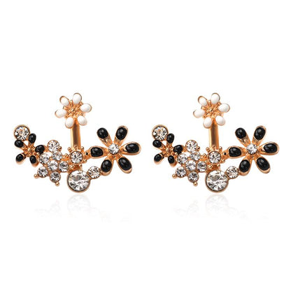 Sweet Ruili flower rhinestone back hanging earrings femininity pastoral fresh accessories jewelry earrings