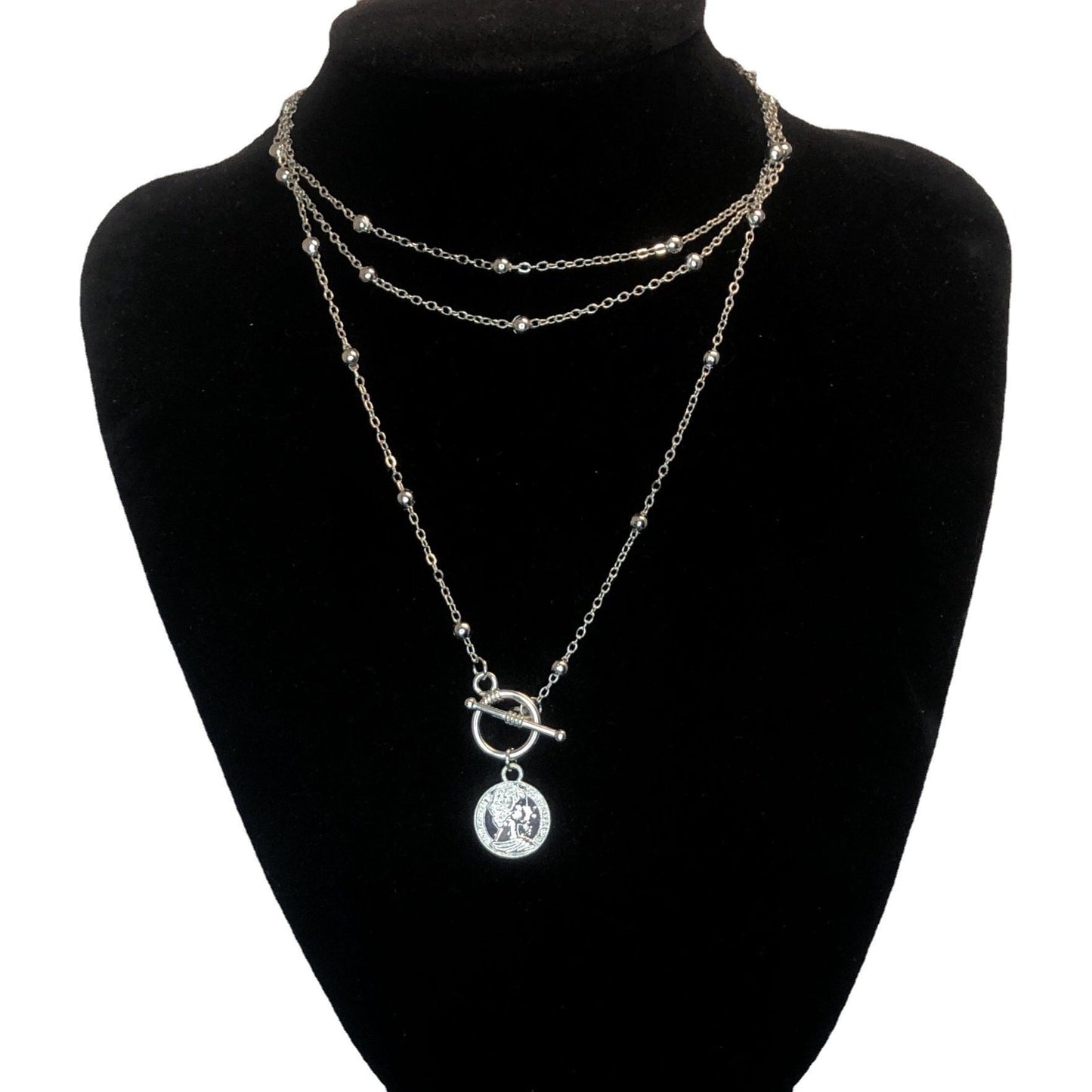 Niche Design Fashion Versatile Multi-Layer Coin Portrait Round Women's Collar Personality Necklace Clavicle Chain