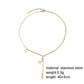 Fashionable titanium steel gold-plated fishbone pendant elegant white mother-of-pearl adjustable small fish collarbone necklace