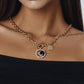 Jewelry geometric thick aluminum chain crescent black and white mother-of-pearl pendant necklace female autumn and winter all-match sweater chain