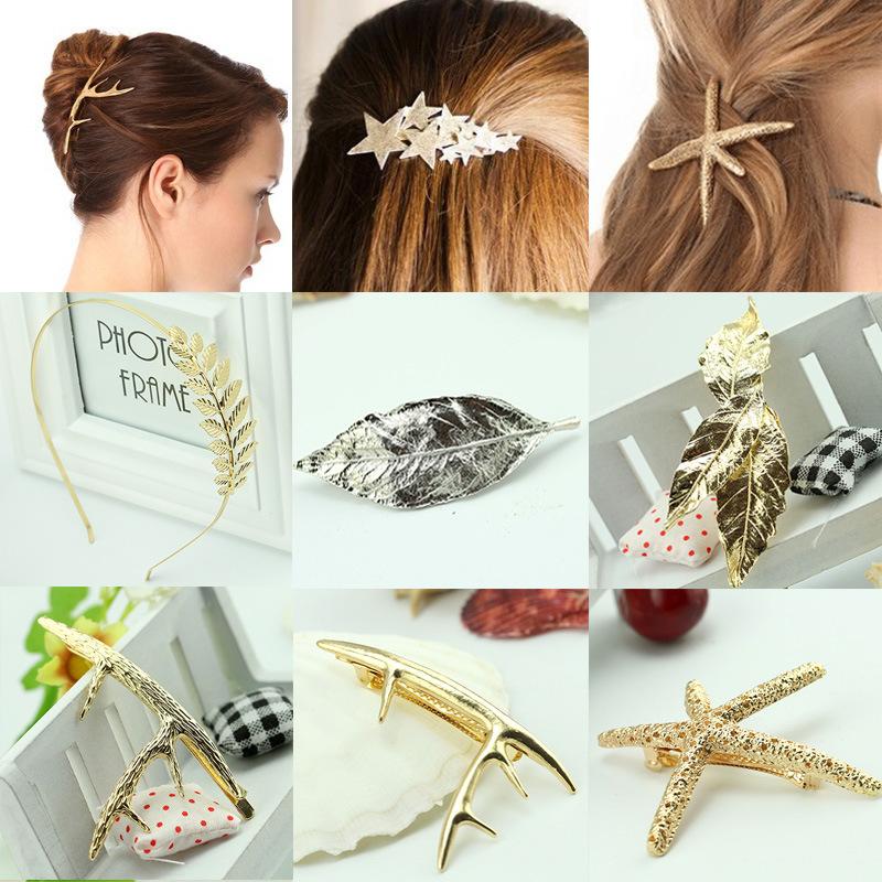 2 yuan jewelry five-pointed star leaf hairpin headdress headband antlers word clip