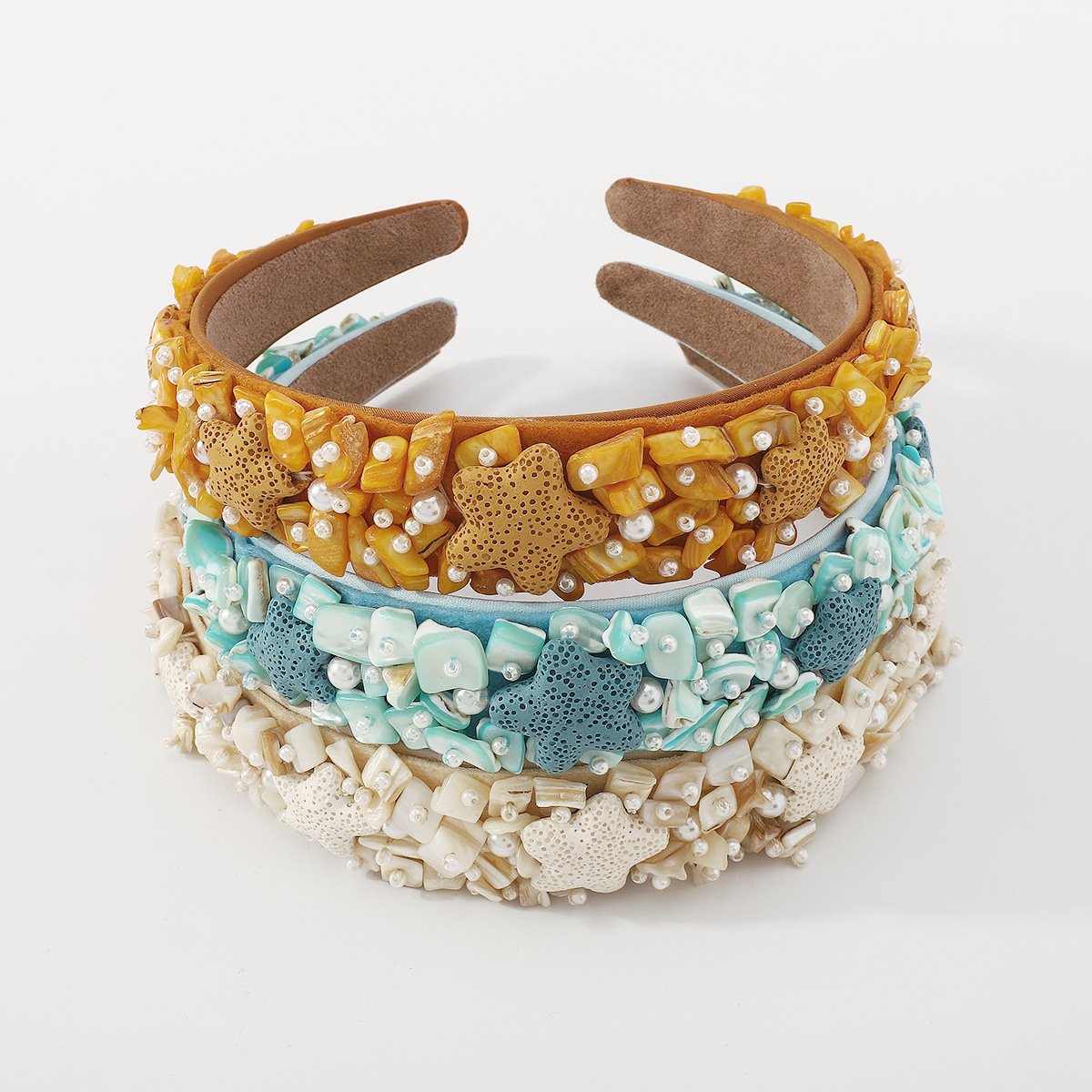 F465 Baroque heavy industry candy-colored headband imitation pearl stone girl heart wide-brimmed retro headband female