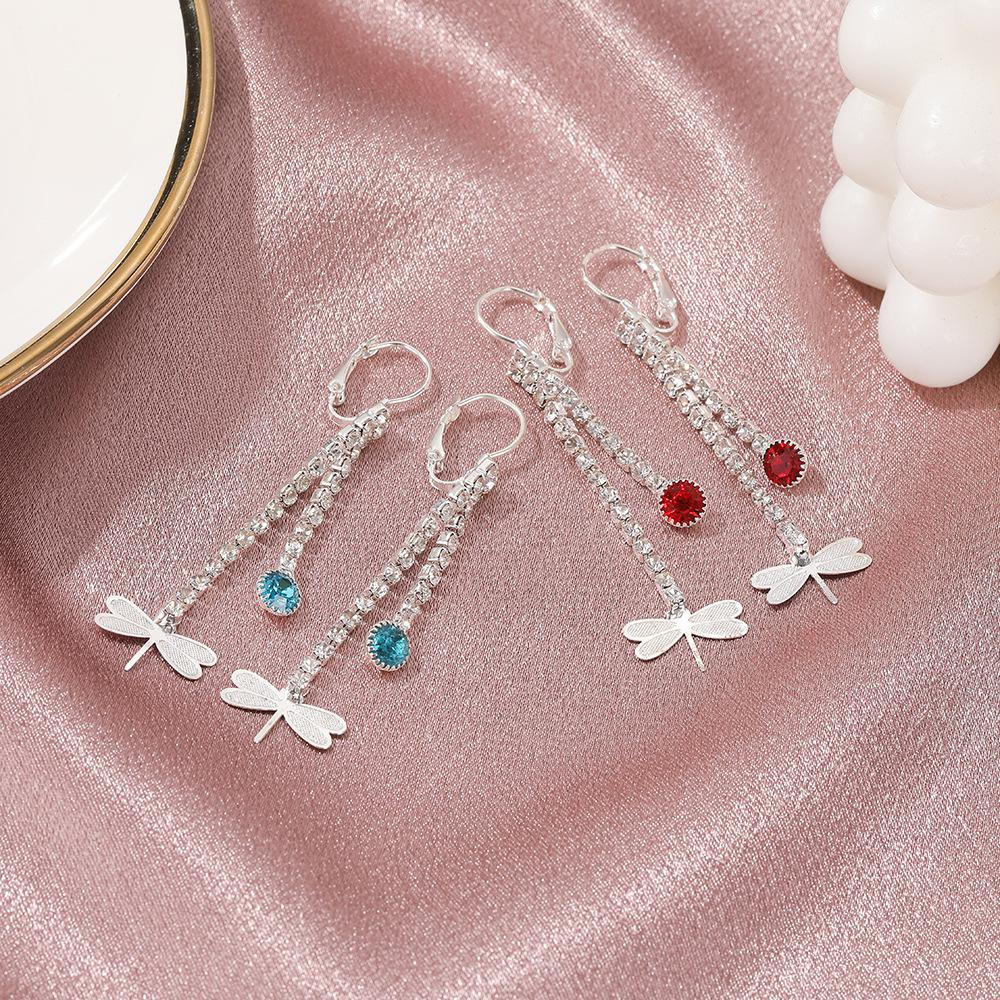Niche Design Long Fashionable Dragonfly Earrings Female Exquisite Aesthetic Light Luxury Tassel Insect Earrings
