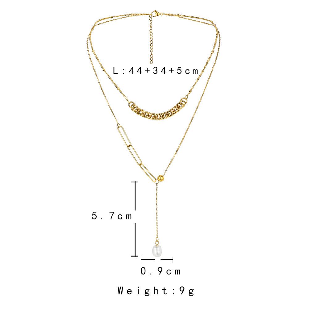 Stainless Steel Light Luxury Irregular Pearl Pendant Adjustable Chain Necklace Titanium Steel Sexy Clavicle Chain Women