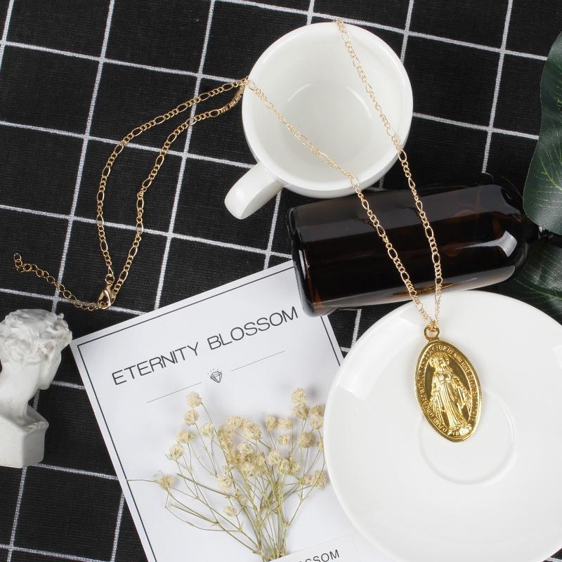 Gold Plated Our Lady Pendant Necklace Religious Accessories Jewelry Accessories