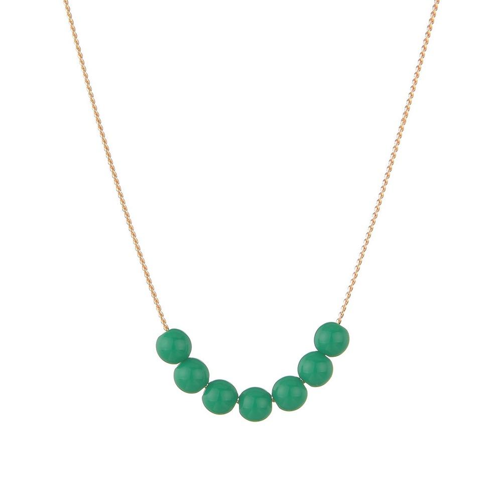 Fashion Green Round Acrylic Bead Necklace Simple Clavicle Chain Necklace Ladies Accessories