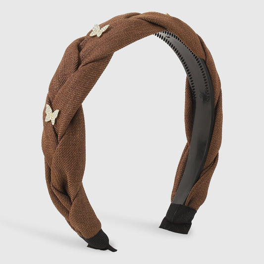 F558 Internet celebrity high skull top winding headband French retro elegant temperament light luxury rhinestone butterfly headband