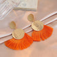 Exaggerated Metal Scalloped Tassel Earrings Bohemian Handmade Geometric Hollow Earrings Pop Jewelry