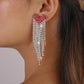 E1392 Exaggerated Long Earrings Rhinestone Claw Chain Tassel Earrings Love Diamond Light Luxury Dinner Earrings