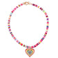 Niche design sense rainbow color soft pottery beaded gradient color love necklace female simple all-match necklace