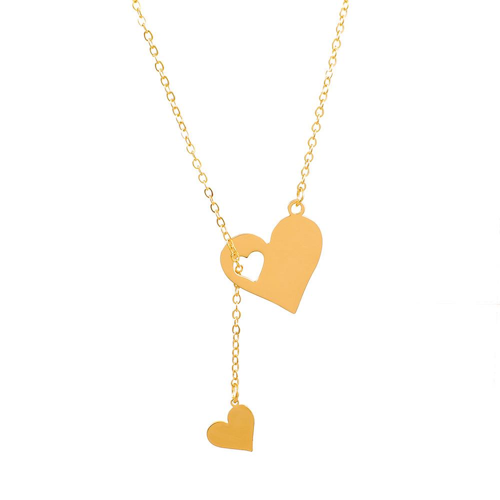 ins simple love pendant necklace female fashion personality creative hollow peach heart clavicle chain Y-shaped necklace