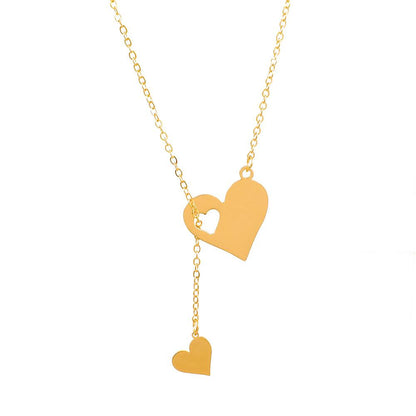 ins simple love pendant necklace female fashion personality creative hollow peach heart clavicle chain Y-shaped necklace