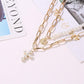Necklace Exaggerated Pearl Cross Necklace Women's Thick Chain Multi-layer Disc Portrait Pendant