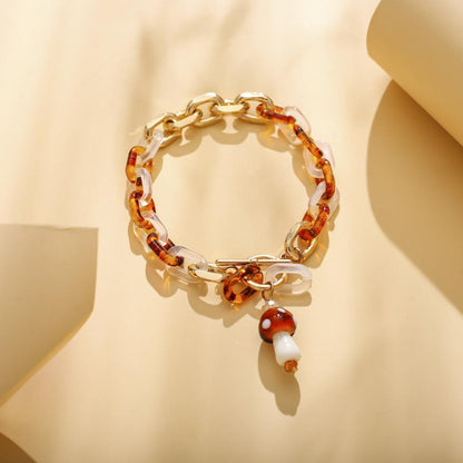 Ethnic Fashion Personality Creative Mushroom Leopard Resin Chain Simple Niche Design Sense Ladies Bracelet