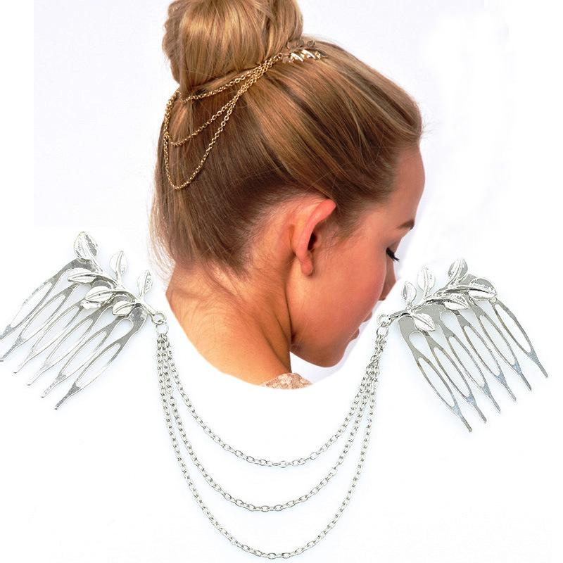 Jewelry leaf chain tassel hair band leaf hair comb insertion comb 2 yuan hair accessories