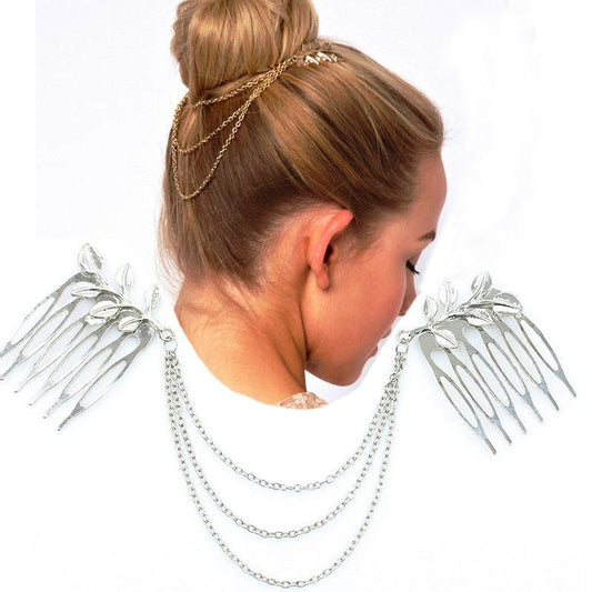 Jewelry leaf chain tassel hair band leaf hair comb insertion comb 2 yuan hair accessories