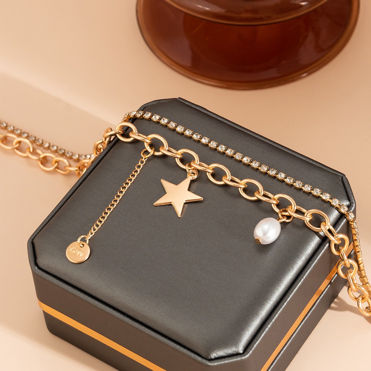 Jewelry Sweet Cool Asymmetric Butterfly Star Tassel Necklace Simple Full Diamond Heart Shaped Necklace For Women