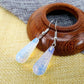Creative Water Drop Earrings Alloy Natural Opal Powder Crystal Green Aventurine Earrings Stall