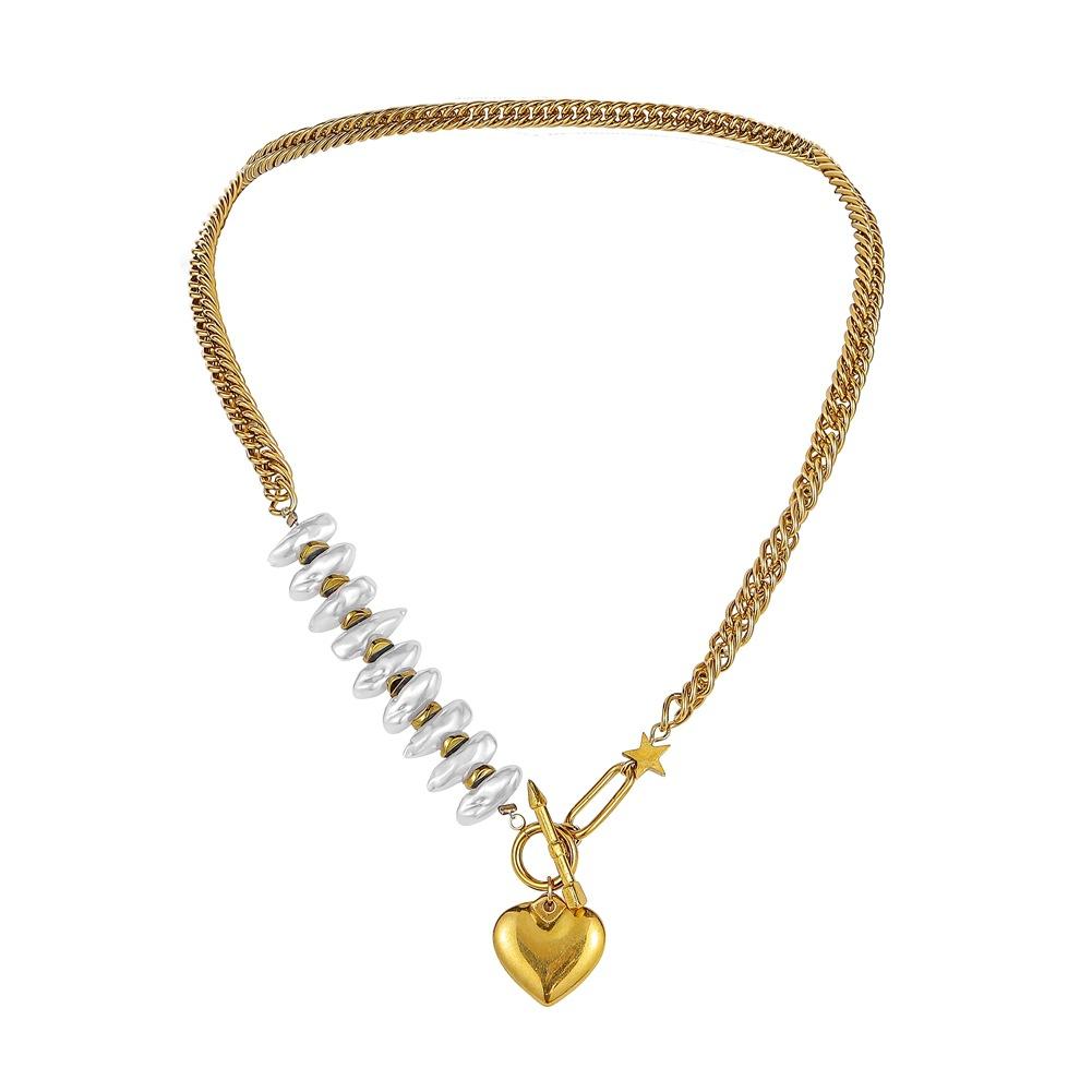 Sweet cool titanium steel Baroque necklace Year of the Tiger ins irregular pearl chain Cupid's arrow pendant