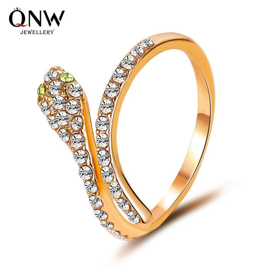 Jewelry Temperament Flash Diamond Full Diamond Snake Ring Personality Zircon Open Ring Personality Accessories