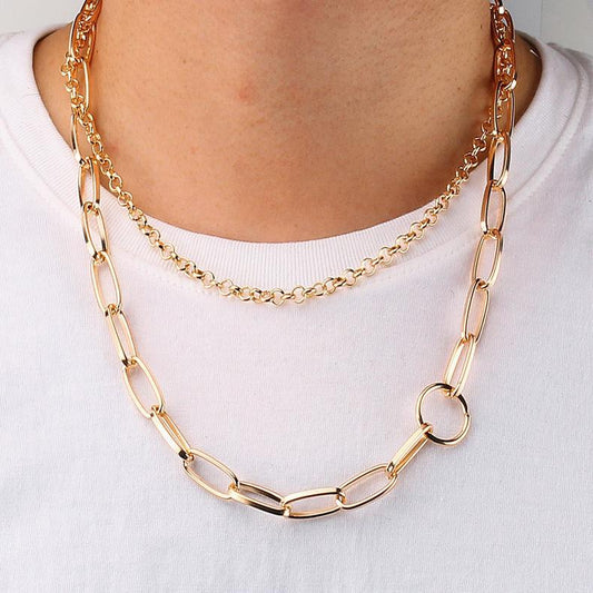 Circle chain double-layer necklace female ins net red short sexy clavicle chain temperament chic cold necklace
