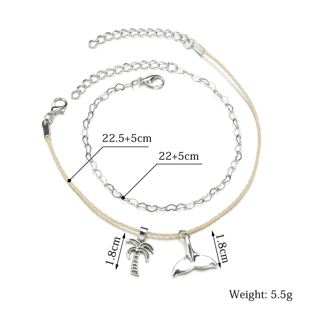 Fashion and simple alloy coconut tree fishtail foot decoration beach multi-layer anklet for women