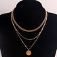 Jewelry punk geometric disc pendant necklace female niche design sense light luxury choker