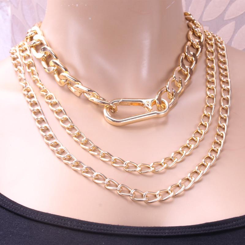Jewelry Punk Geometric Thick Chain Clavicle Necklace Female Hip Hop Trend Metal Keychain Necklace