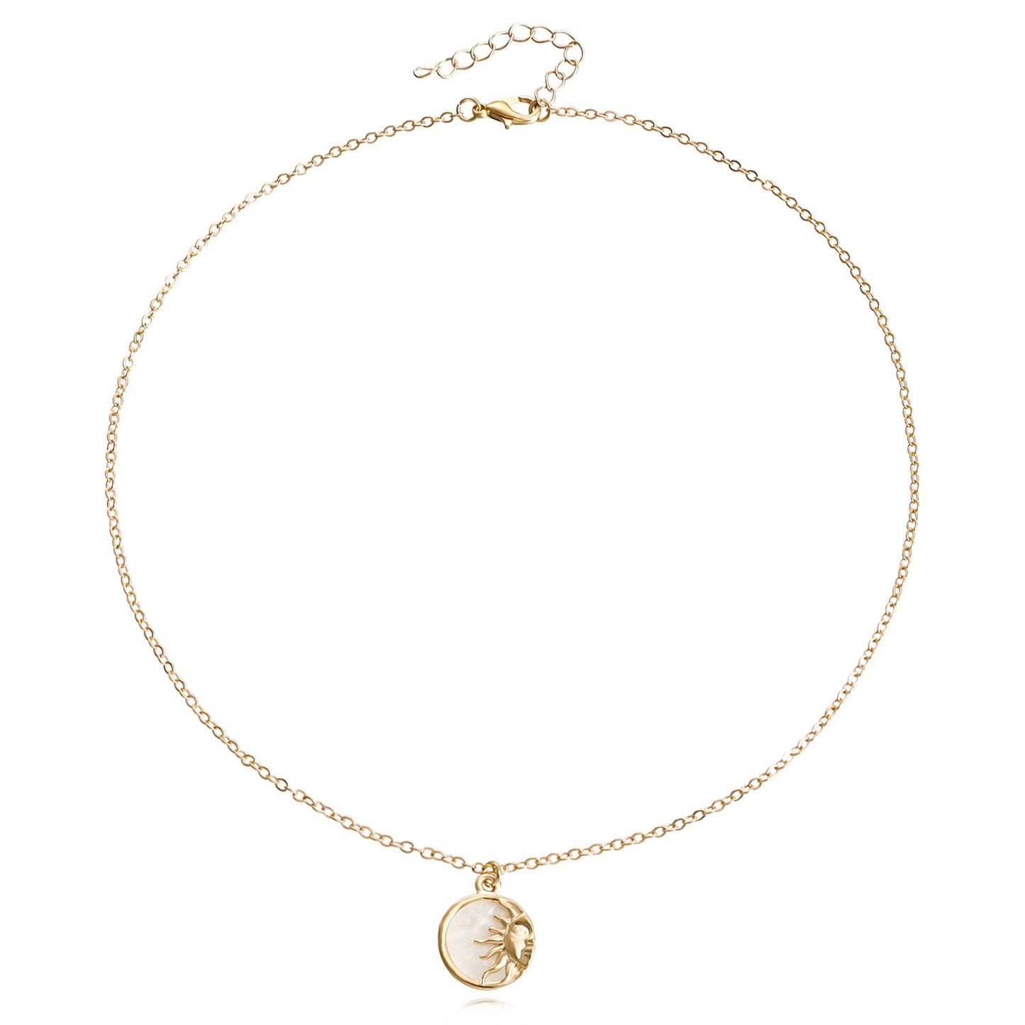 Jewelry fashion half sun high-end mother-of-pearl pendant necklace women's sweater chain light luxury all-match necklace