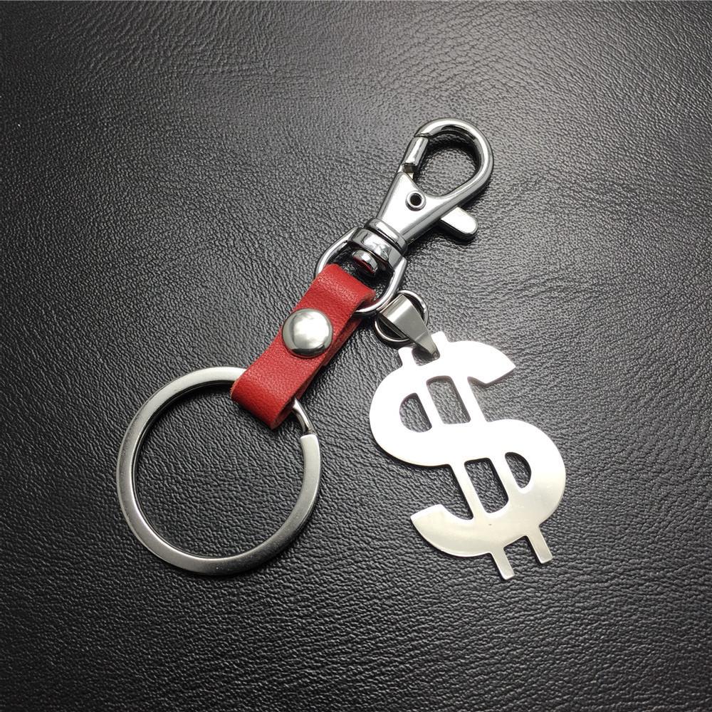 US dollars, US knives, titanium steel pendant, stainless steel hanging price, cowhide key chain, Valentine's Day gift bag pendant