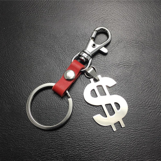 US dollars, US knives, titanium steel pendant, stainless steel hanging price, cowhide key chain, Valentine's Day gift bag pendant