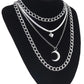 Jewelry multi-layer peach heart crescent necklace women's sweater chain detachable three-piece set chain