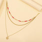 Retro three-layer stacked personalized crystal tube chain peach heart necklace creative openable love photo box pendant