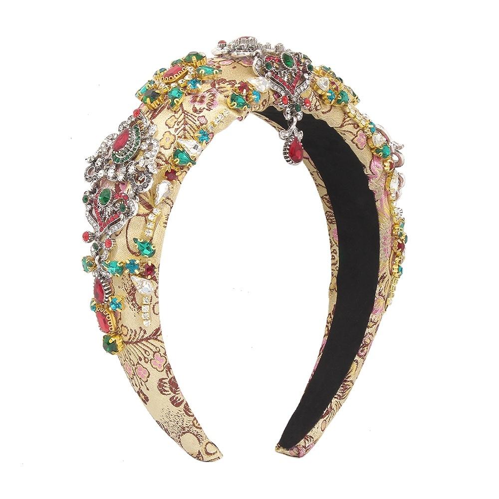 F3697 Jewelry Fashion Retro Catwalk Temperament Headband Embroidery Full Diamond Palace Hair Accessories Female