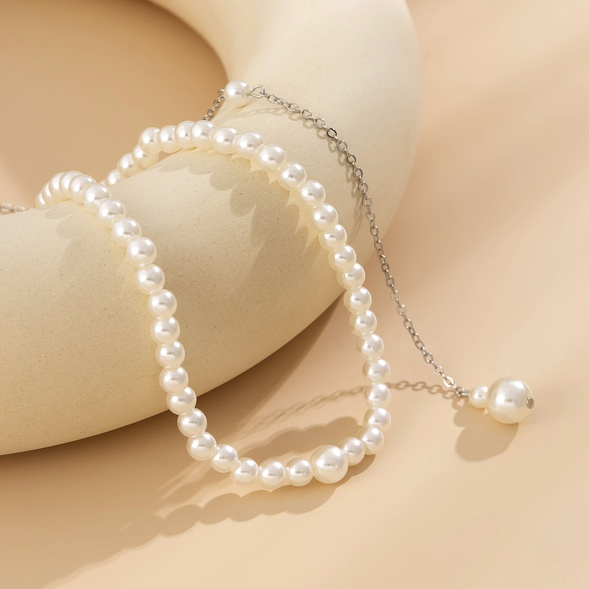 Jewelry Simple Geometric Beaded Body Chain Temperament Imitation Pearl Tassel Pastoral Back Chain Female