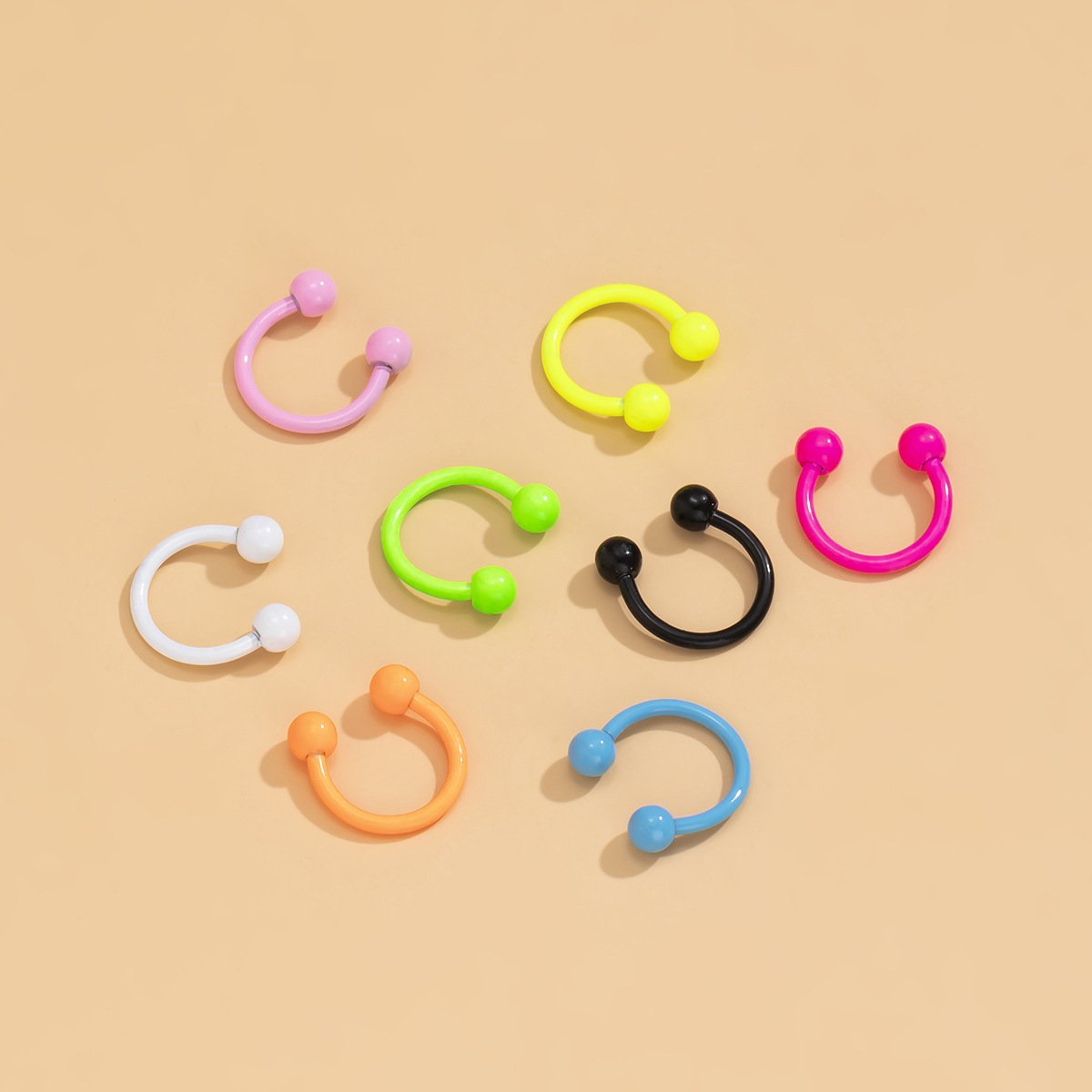 Retro simple color stainless steel ear bone clip women's trend mix and match fluorescent color earrings set